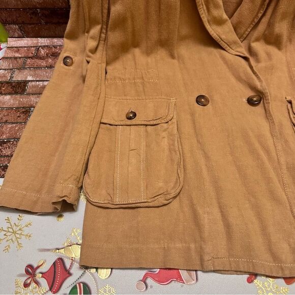 Free People Charley Blazer Tan Jacket button size S - Picture 4 of 12